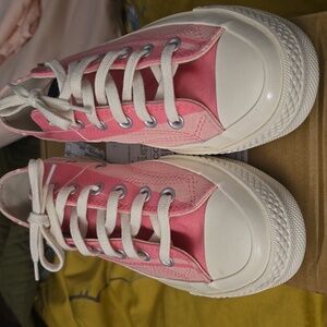 Converse Pink Amd White Plaid Customized Chuck 70 Low Top Sneakers